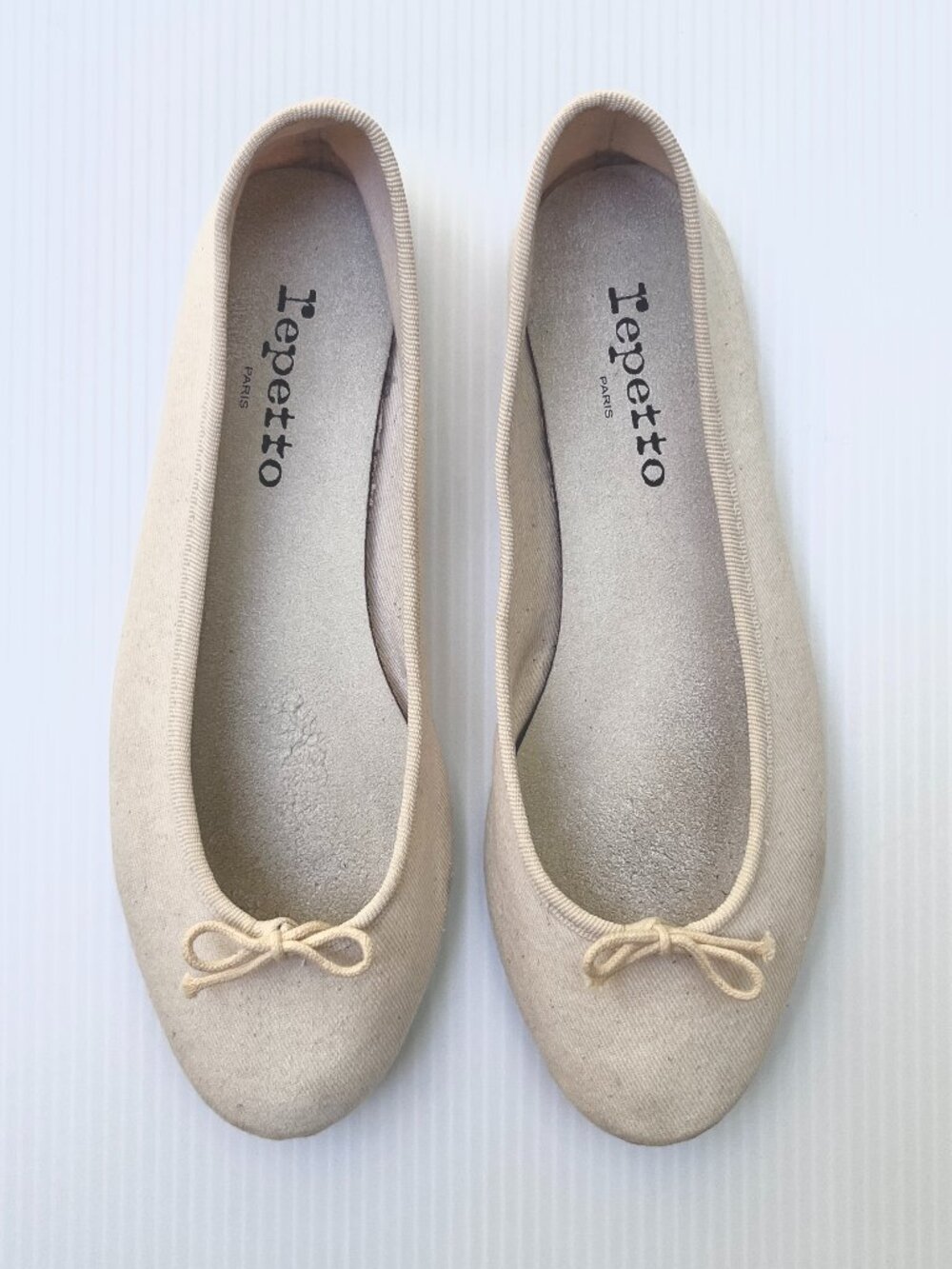 Repetto Lili Canvas Ballet Flats in "Ivory" White - Size 38.5 EU/Size 7.5 US